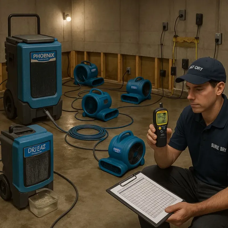 Structural Drying and Dehumidification process in Avoca, IA